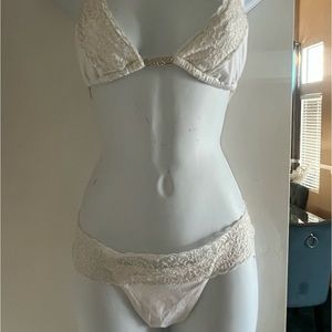 Beach Bunny Bikini White lady lace with gold trim